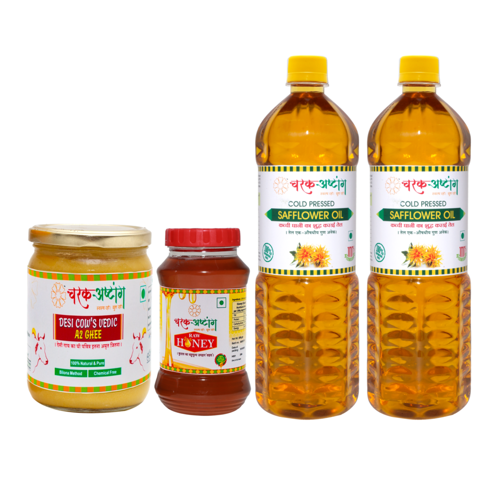 A2 Ghee Pure Honey plastic Bottle Cold Pressed Mustard Oil Combo Pack